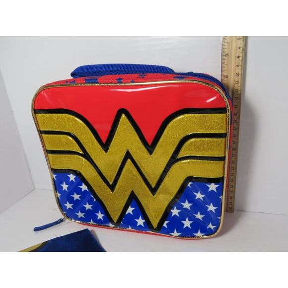Wonder Woman Lunch Box Bag w/ Cape Detachable Insulated Purse Back to School - Picture 7 of 13